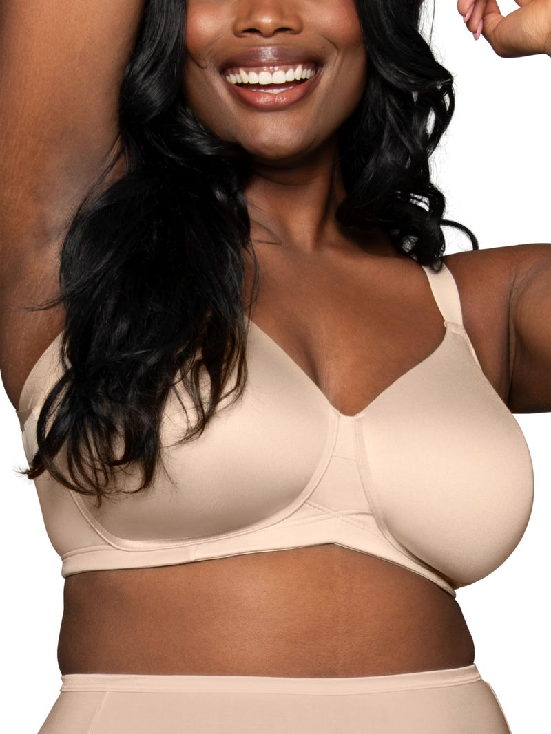 Vanity Fair Beauty Back Full Figure Wirefree Extended Side and Back Smoother Bra 71267, Damask Neutral, 36C - Image 1